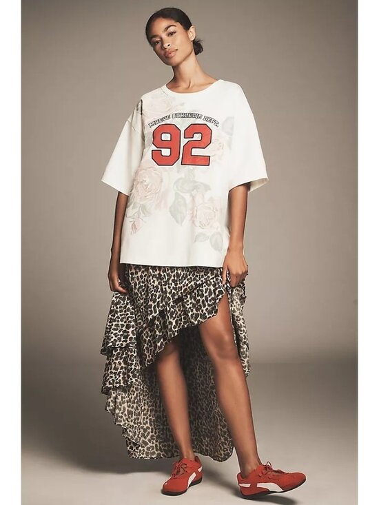 Anthropologie Dresses & Skirts - NEW Anthropologie Maeve Oversized Twofer Graphic T Shirt Dress Womens XL Leopard